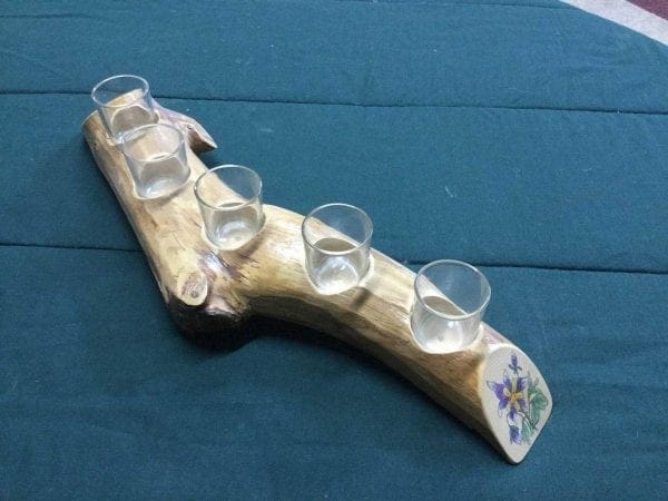 hand painted log candle holder