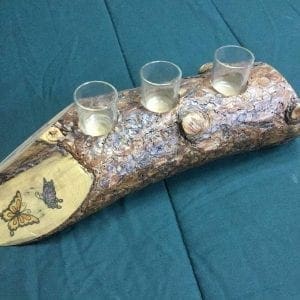hand painted log candle holder
