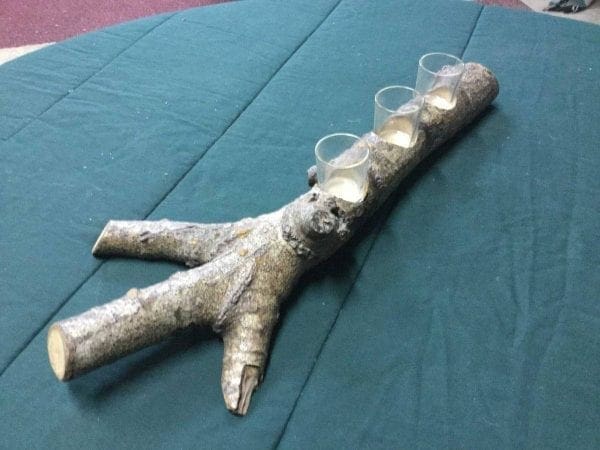log candle holder