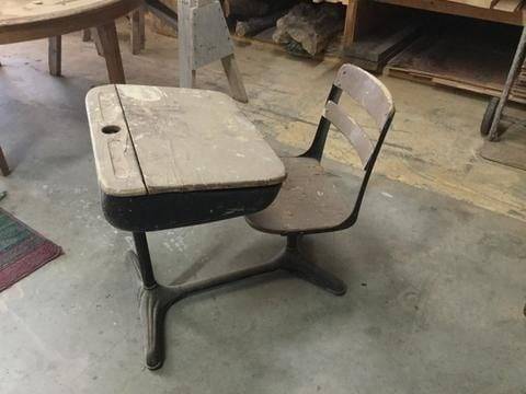 Antique wood school desk
