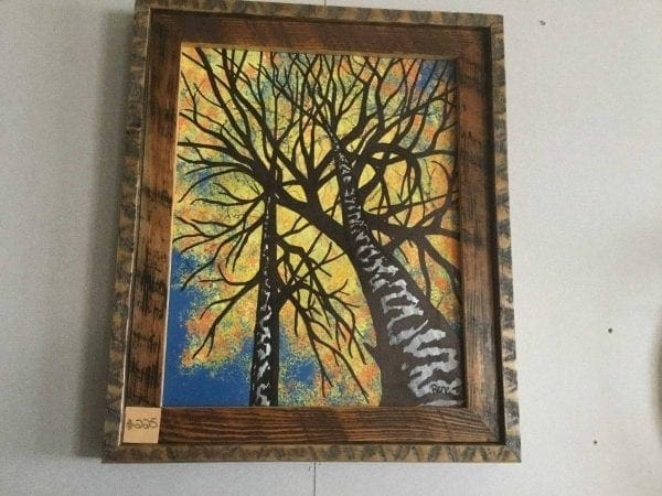Hand Painted fall tree framed picture