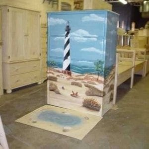 Custom Painted Beach Lighthouse Dresser