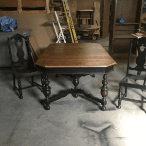 Refinished Wood Dining Table and Chairs