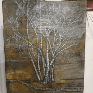 Hand Painted Trees on Wood