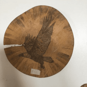 Hand Painted Eagle On Log