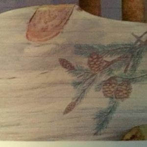 hand painted pine cones on wood