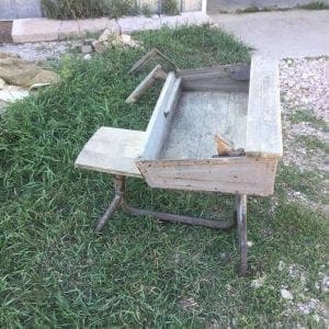 Before of Damaged Wood School Desk