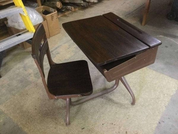 Refinished Wood School Desk