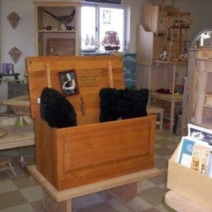 Refinished Wood Chest with custom painted quote