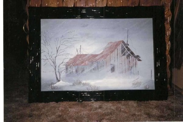 Barn on Winter Day Painting