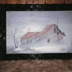 Barn on Winter Day Painting