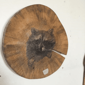 Custom Painted Raccoon on Log