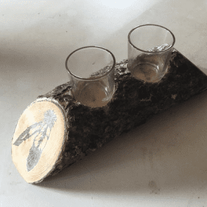 Custom Painted Log Candle Holder