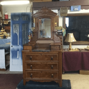 refinished Wood Dresser with mirror