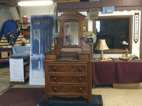 refinished Wood Dresser with mirror