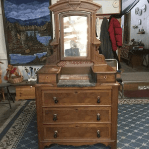 refinished Wood Dresser with mirror