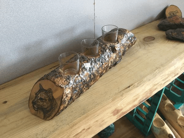 Custom Painted Log Candle Holder