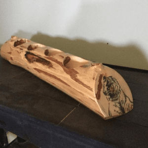 Custom Painted Log Candle Holder