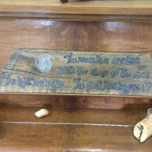 Moon quote on wood with fairy wood candle holders